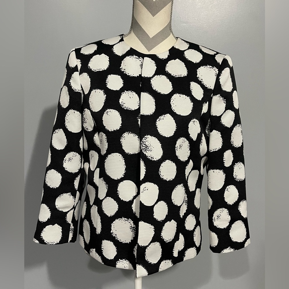 Kasper Black and White Polka Dot Blazer